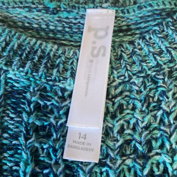 PS Brand Girls Size 14 Dark Teal Long Sleeve Sweater with add on scarf - Picture 3 of 4